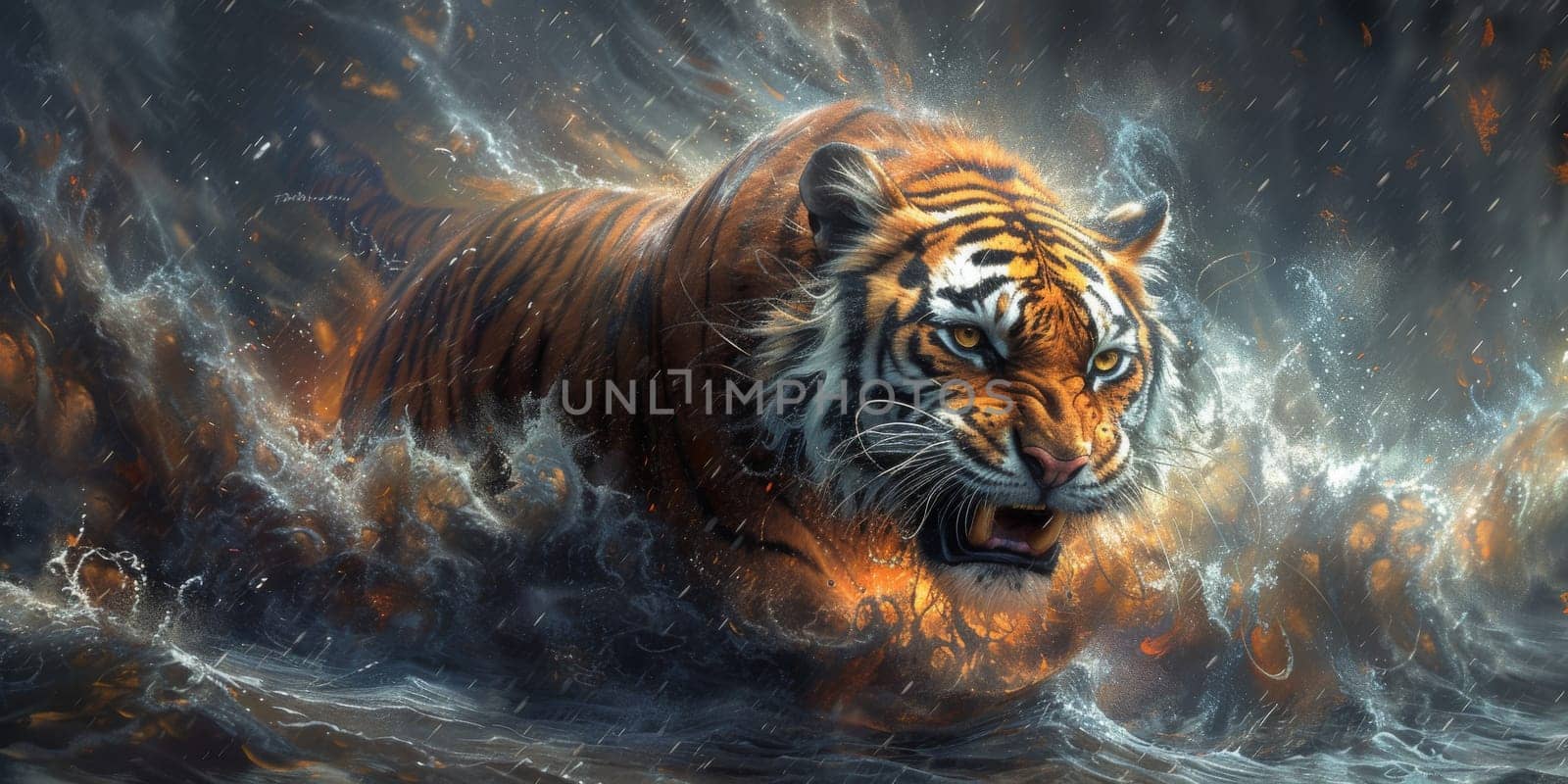 Painting of a tiger with oil technique. Wall art. by Benzoix