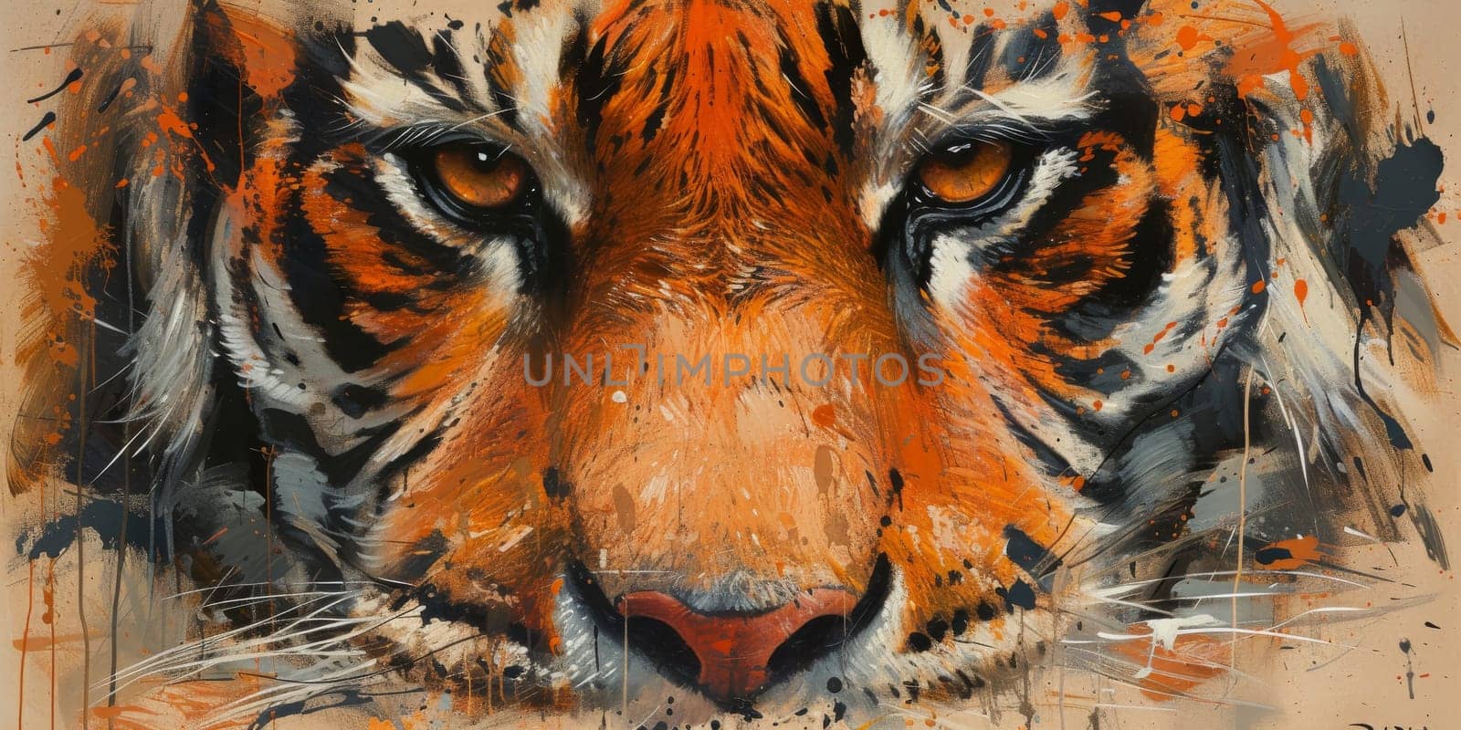 Painting of a tiger with oil technique. Wall art. by Benzoix