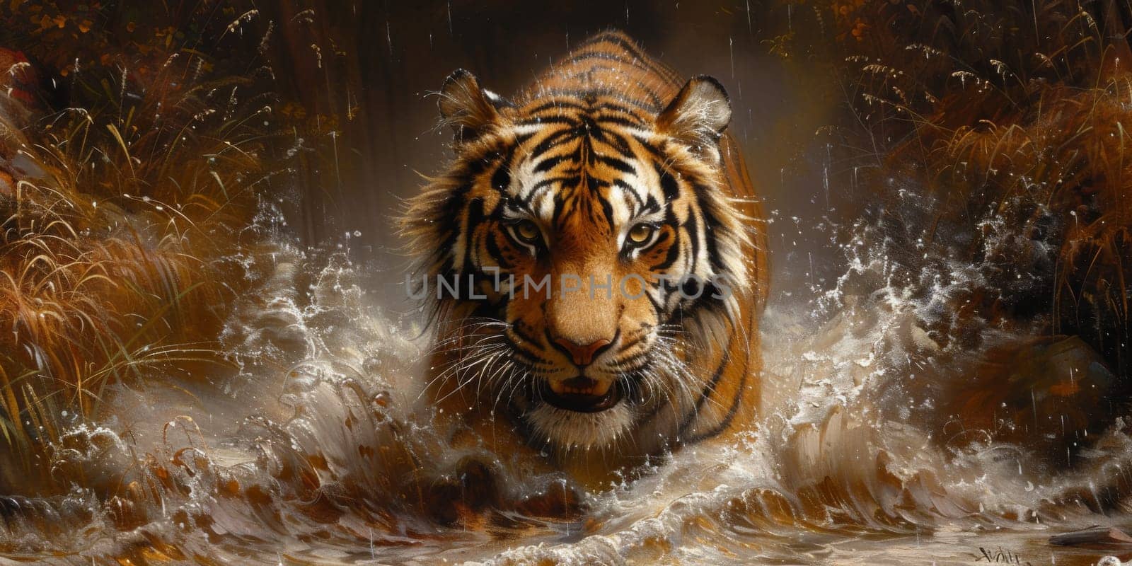 Painting of a tiger with oil technique. Wall art. by Benzoix