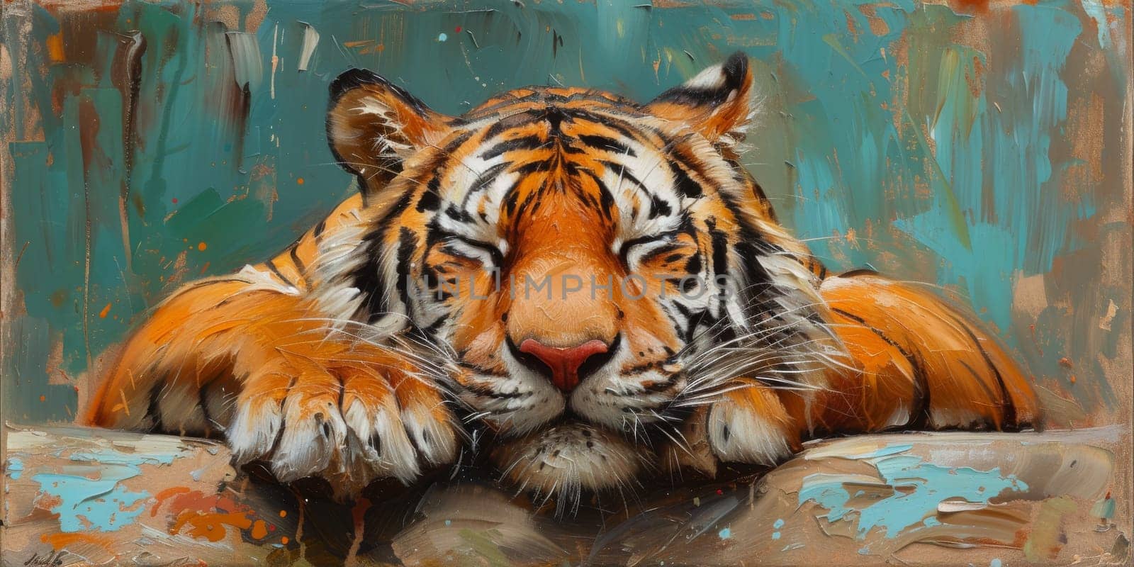 Painting of a tiger with oil technique. Wall art. by Benzoix