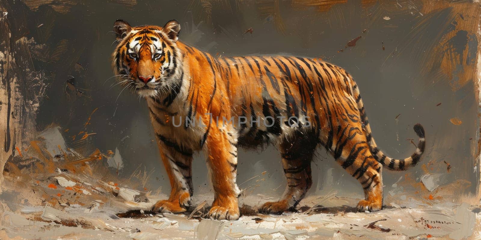 Painting of a tiger with oil technique. Wall art. by Benzoix