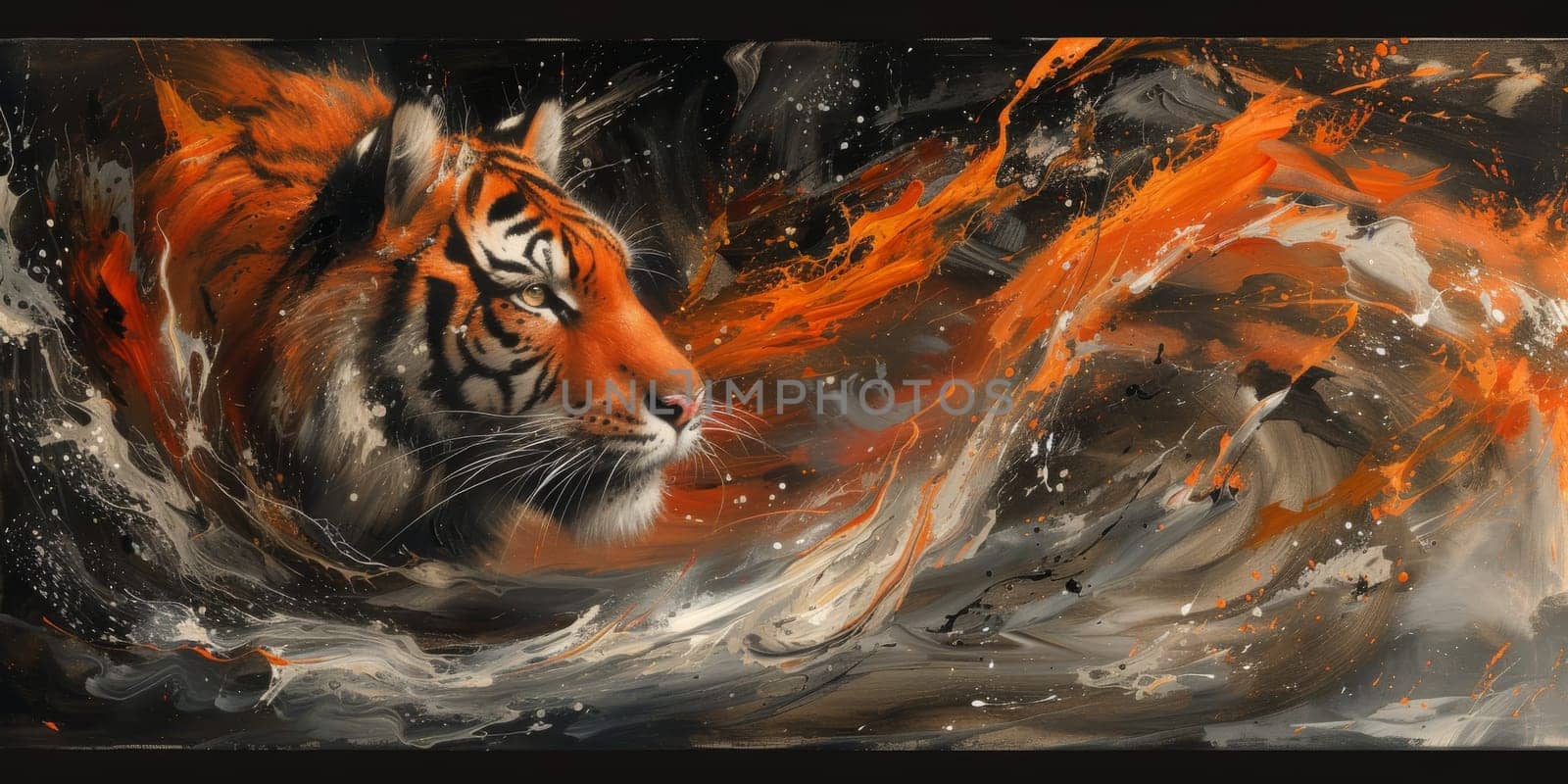 Painting of a tiger with oil technique. Wall art. by Benzoix