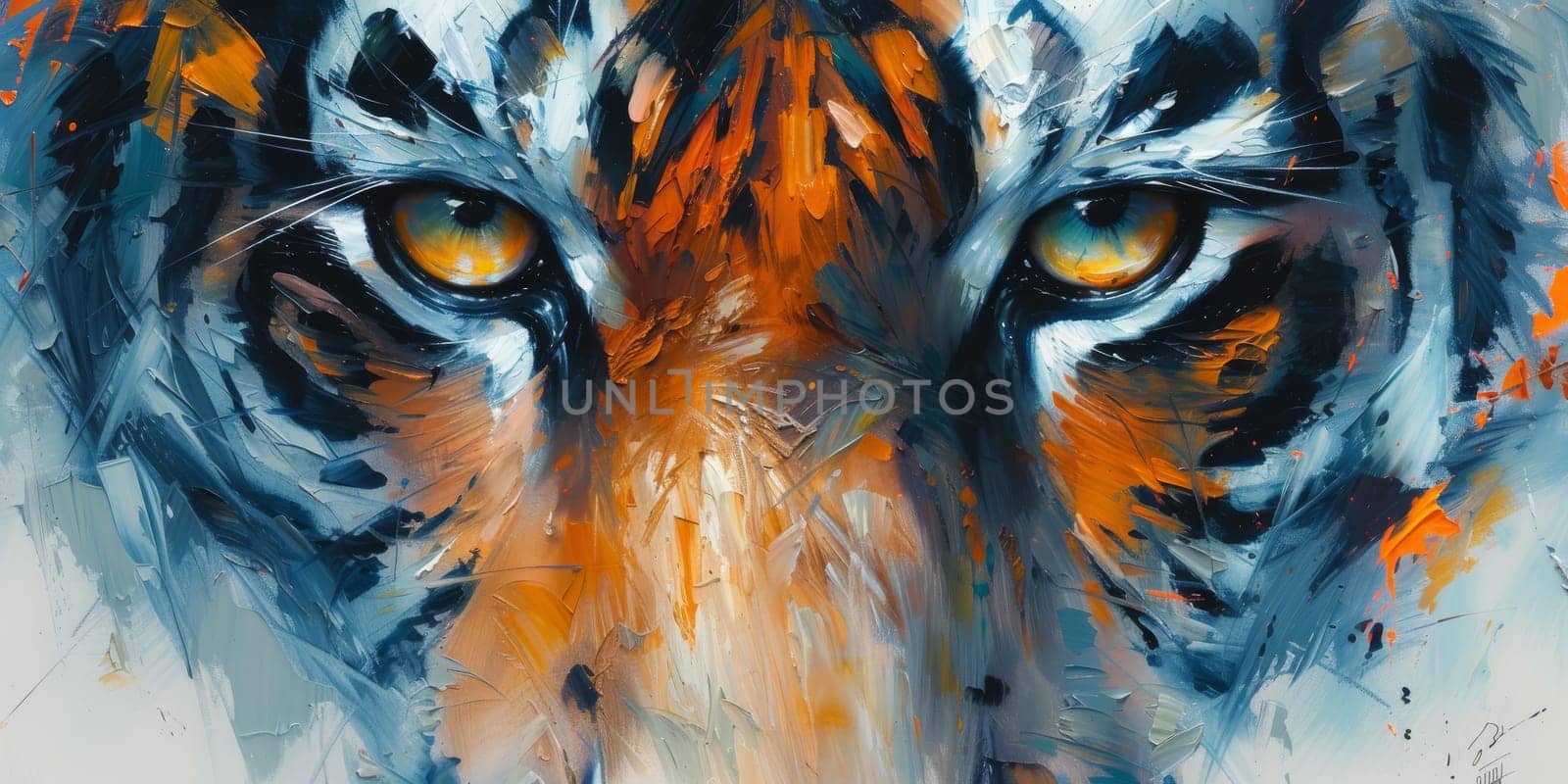 Painting of a tiger with oil technique. Wall art. by Benzoix