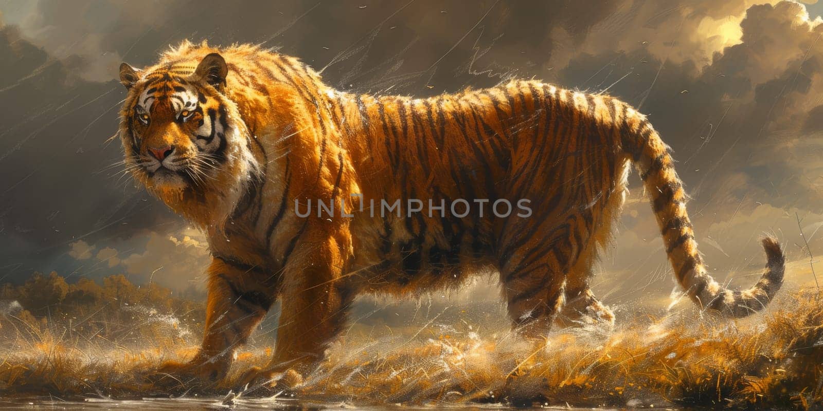 Painting of a tiger with oil technique. Wall art. by Benzoix