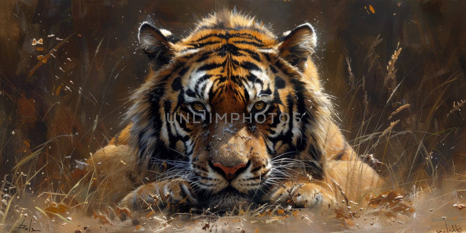 Painting of a tiger with oil technique. Wall art. by Benzoix