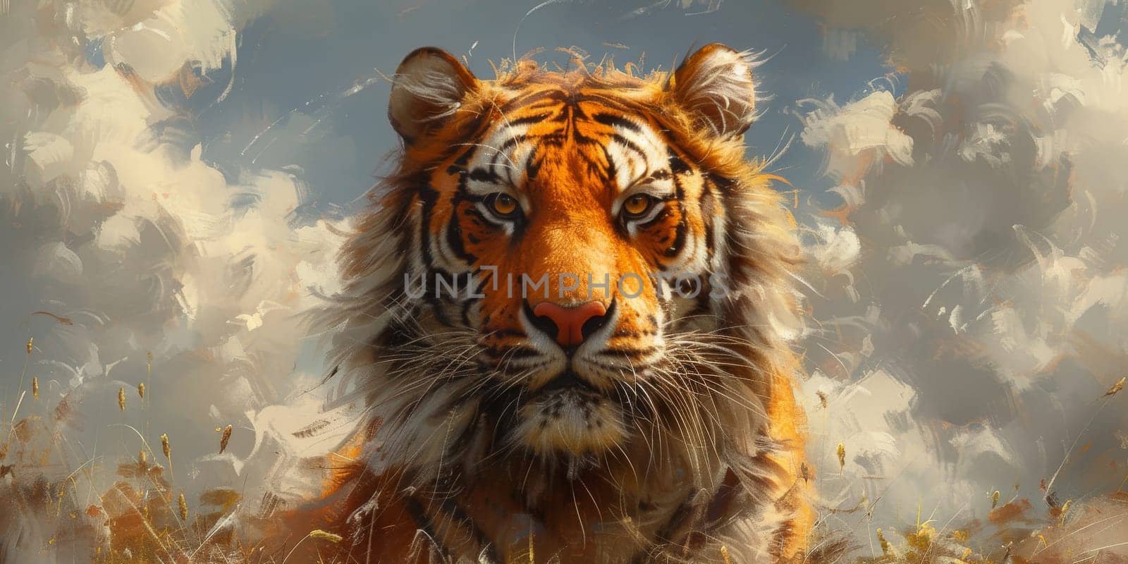 Painting of a tiger with oil technique. Wall art. by Benzoix