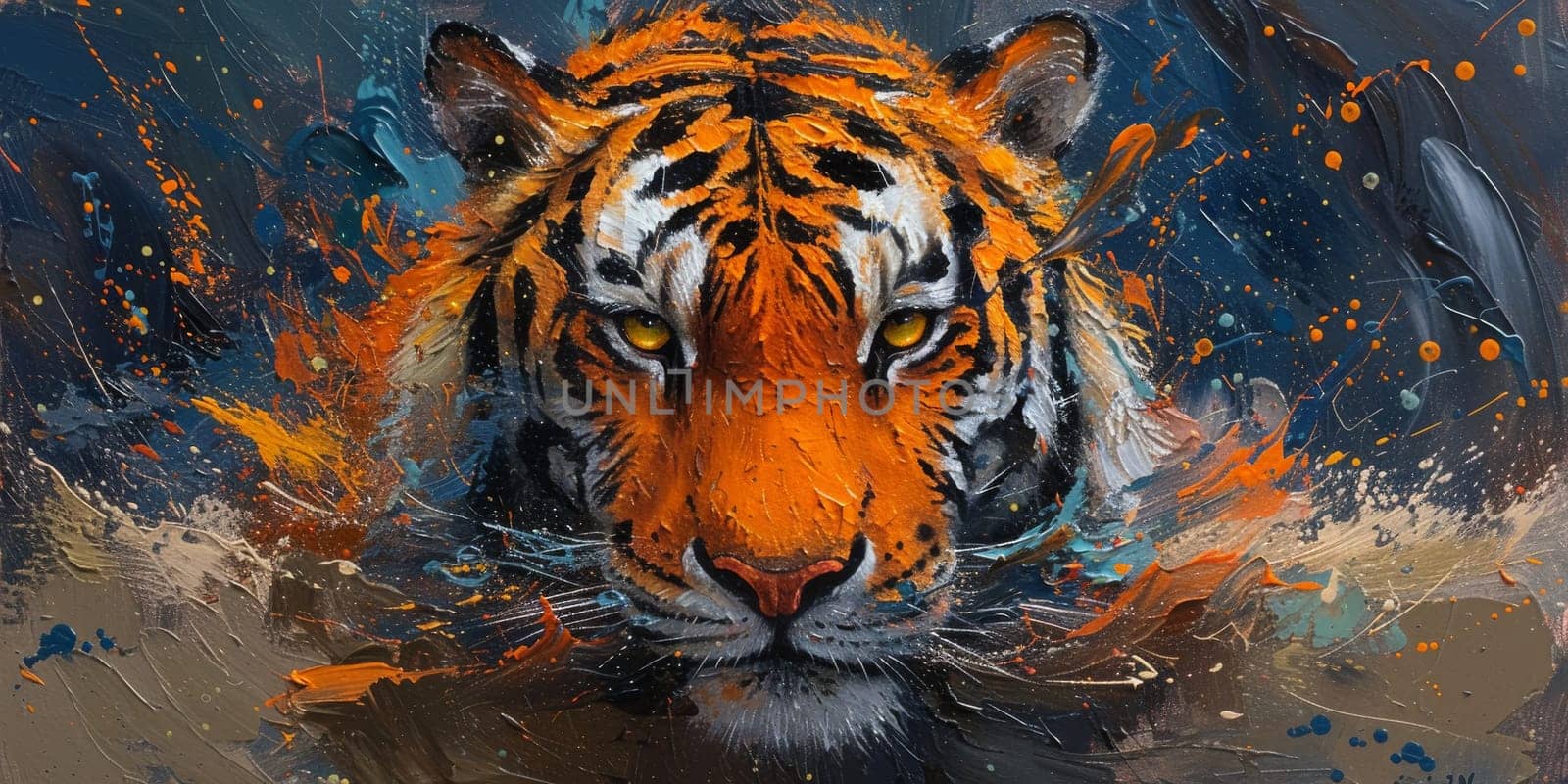 Painting of a tiger with oil technique. Wall art. by Benzoix