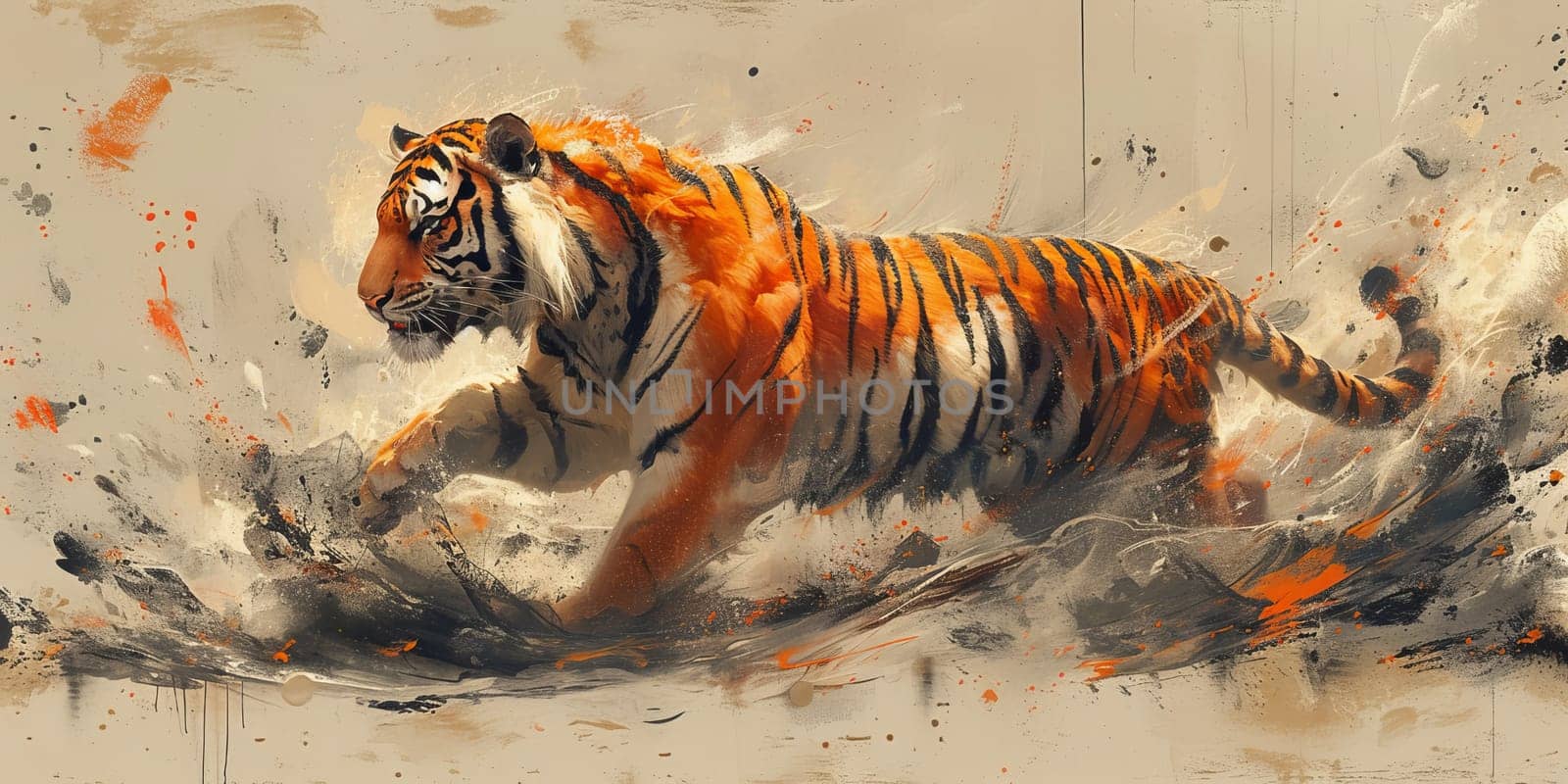 Painting of a tiger with oil technique. Wall art. by Benzoix