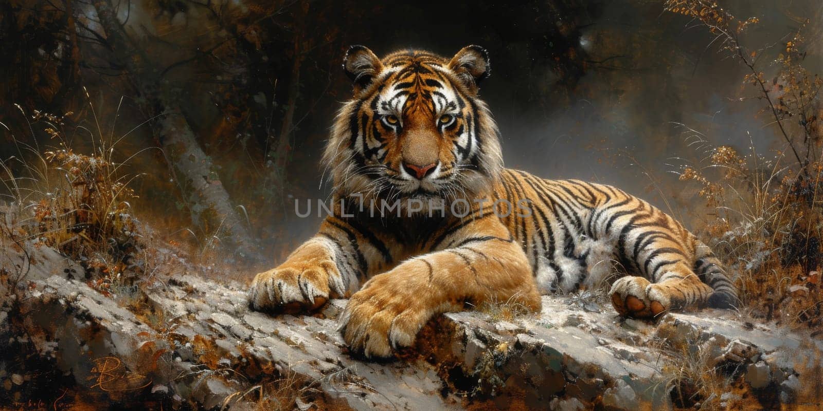 Painting of a tiger with oil technique. Wall art. by Benzoix