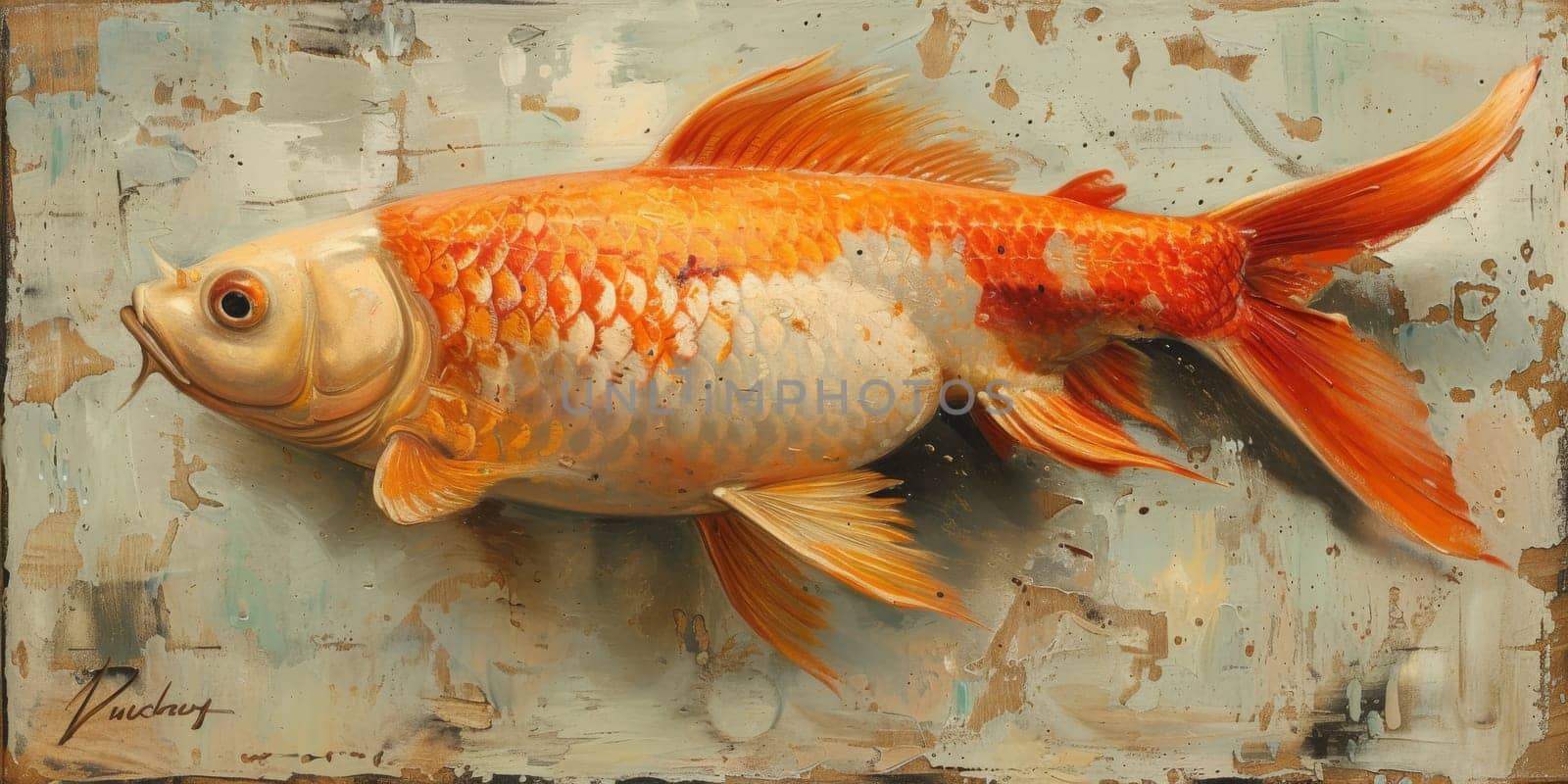 Color paint watercolor art Fish aquarium Animals wildlife illustration.