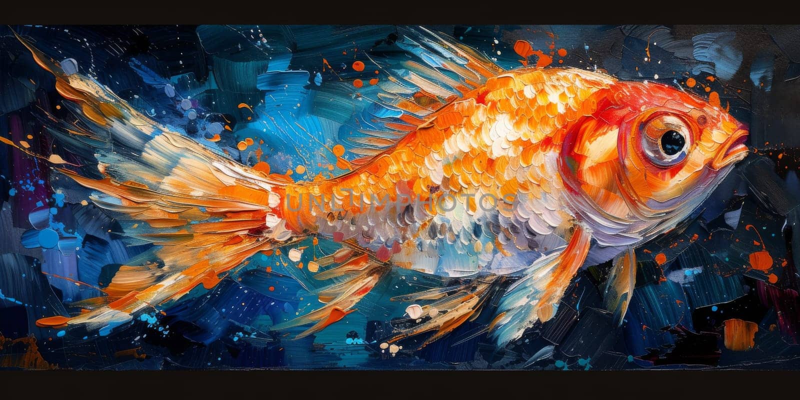 Color paint watercolor art Fish aquarium Animals wildlife illustration by Benzoix