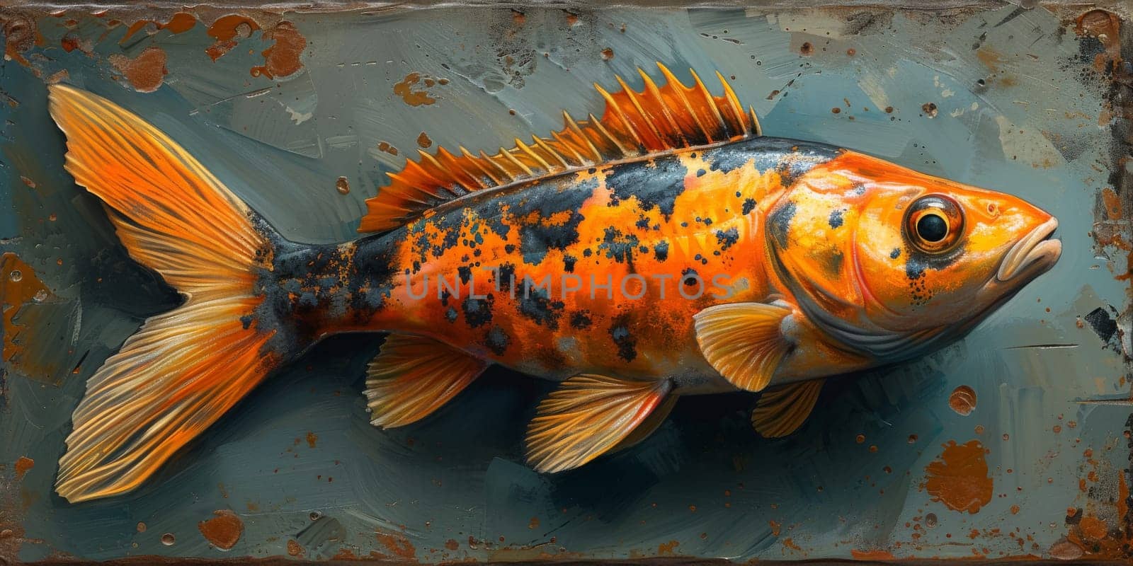 Color paint watercolor art Fish aquarium Animals wildlife illustration.