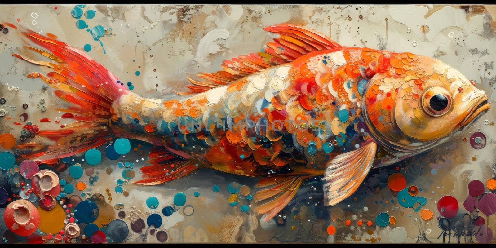 Color paint watercolor art Fish aquarium Animals wildlife illustration by Benzoix