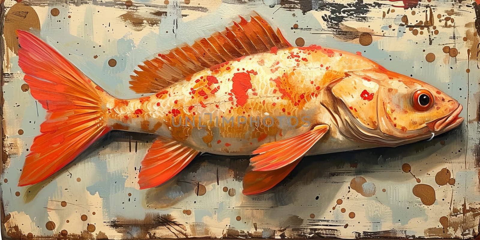 Color paint watercolor art Fish aquarium Animals wildlife illustration.