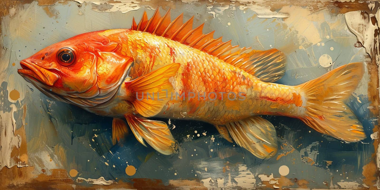 Color paint watercolor art Fish aquarium Animals wildlife illustration.