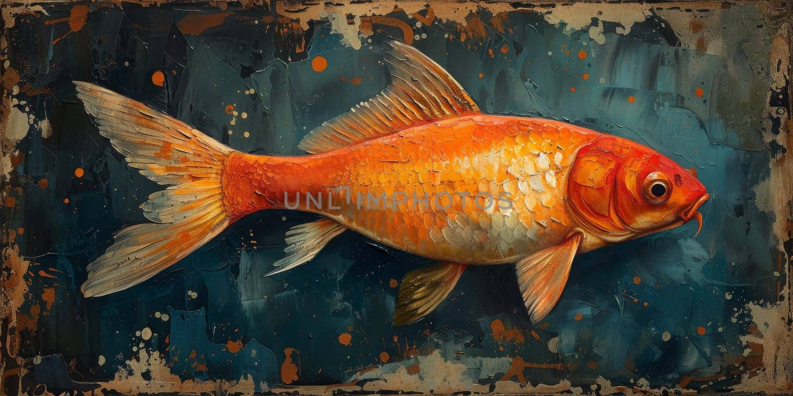 Color paint watercolor art Fish aquarium Animals wildlife illustration.