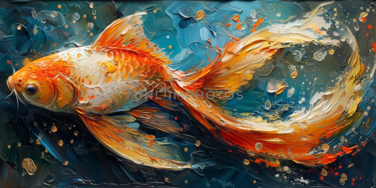 Color paint watercolor art Fish aquarium Animals wildlife illustration by Benzoix