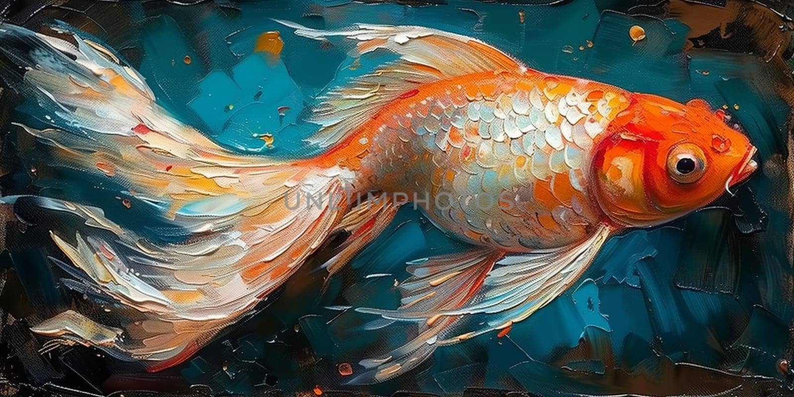 Color paint watercolor art Fish aquarium Animals wildlife illustration.