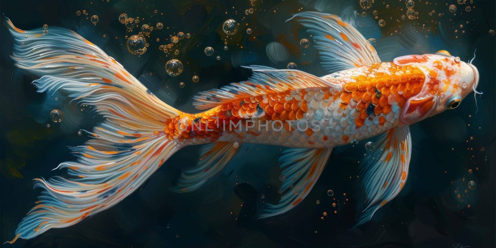 Color paint watercolor art Fish aquarium Animals wildlife illustration.