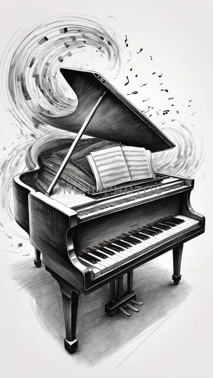 Black and white piano by applesstock