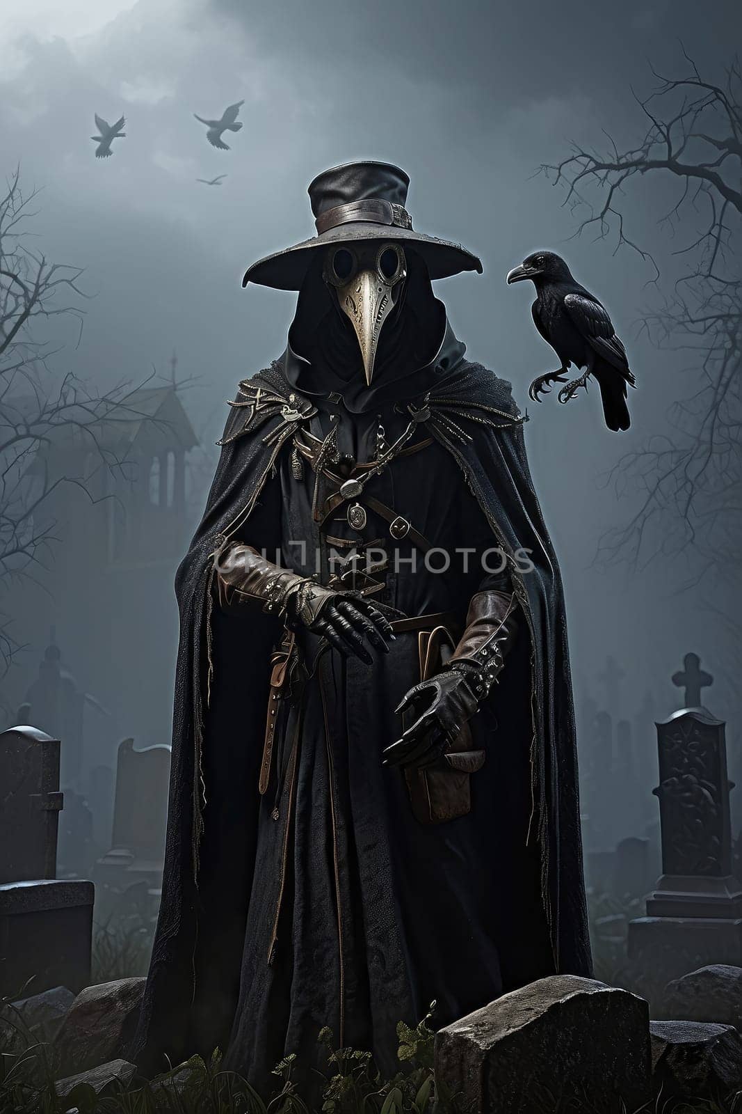 Plague Doctor's Cemetery Raven Mist by applesstock