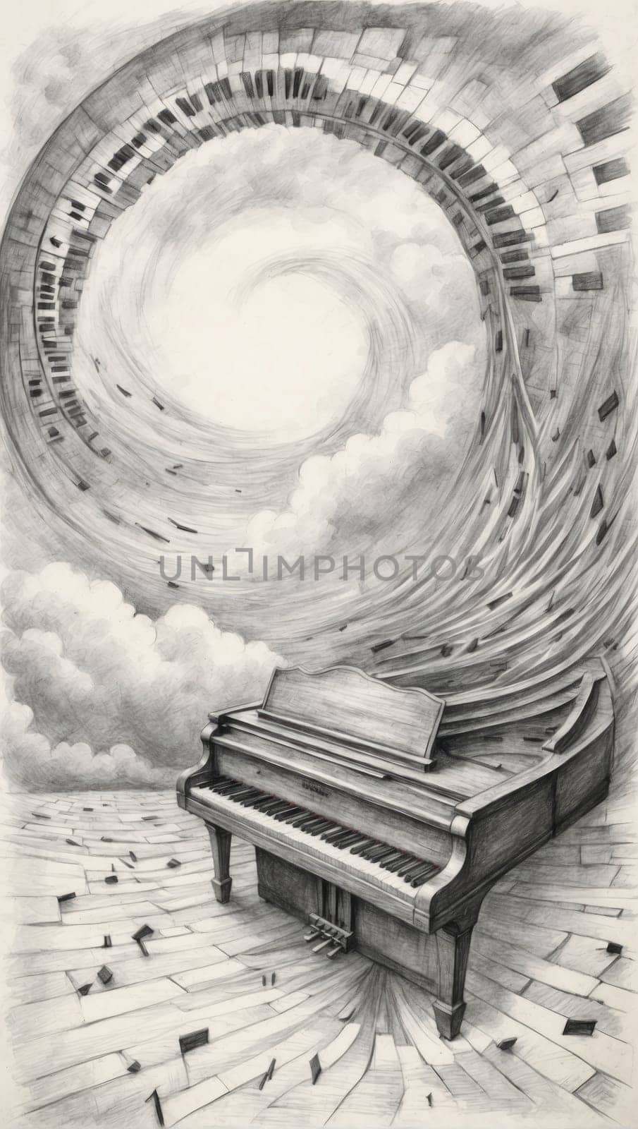 Black and white piano by applesstock