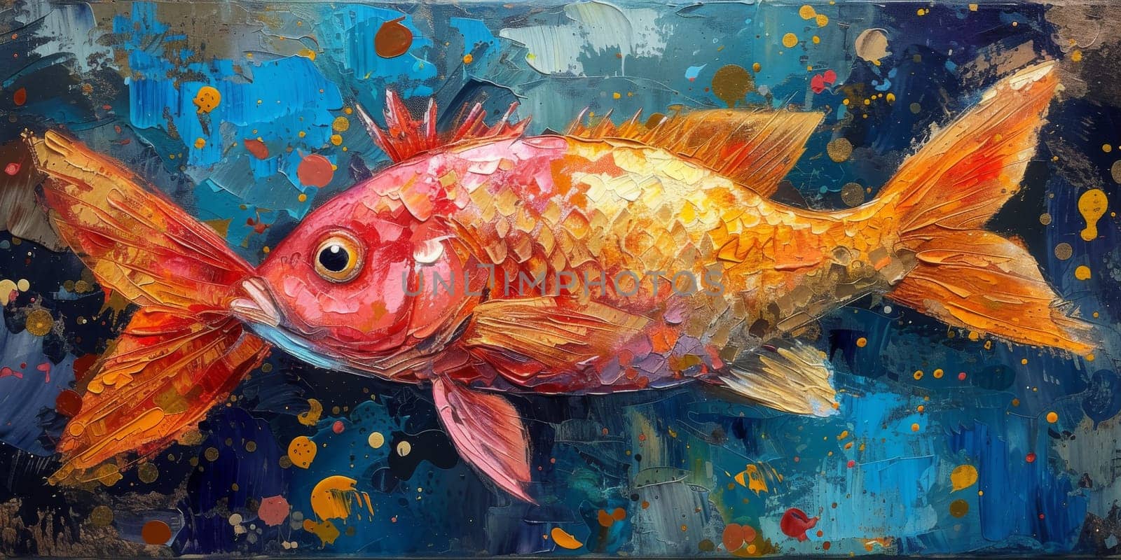 Color paint watercolor art Fish aquarium Animals wildlife illustration by Benzoix