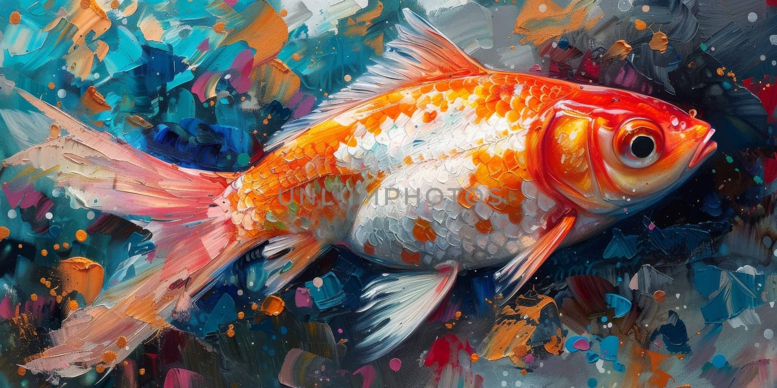 Color paint watercolor art Fish aquarium Animals wildlife illustration by Benzoix