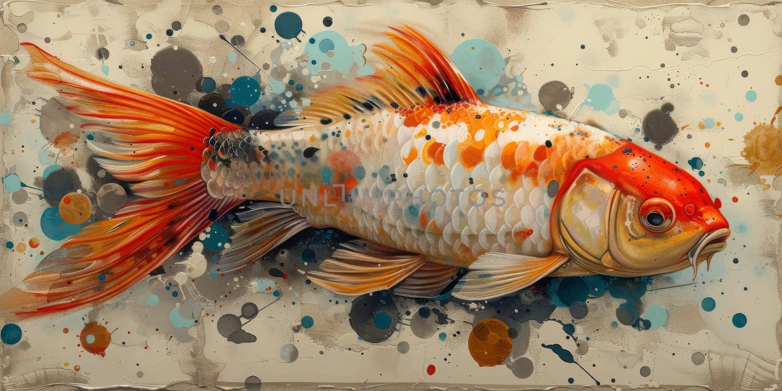 Color paint watercolor art Fish aquarium Animals wildlife illustration.