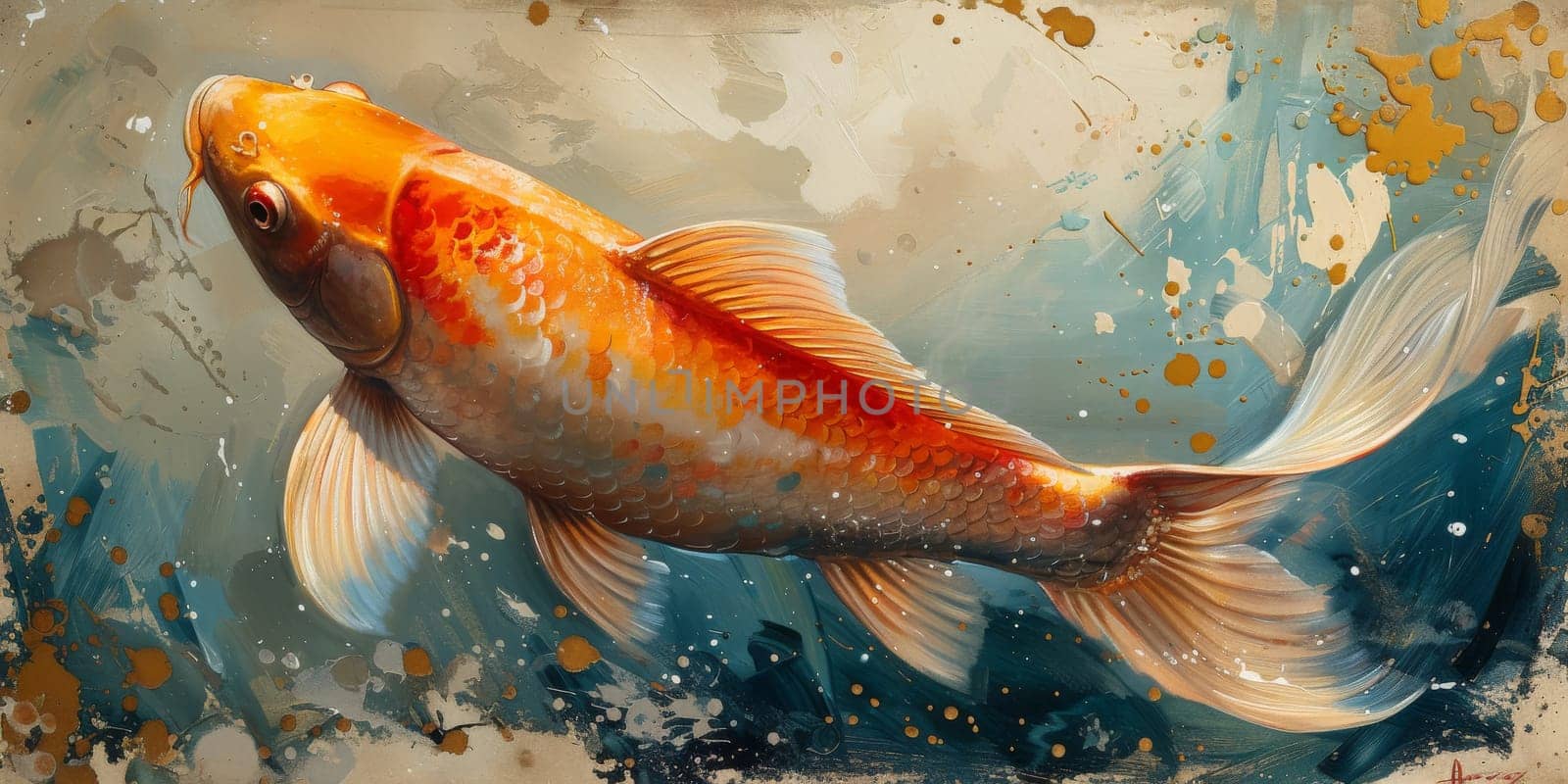 Color paint watercolor art Fish aquarium Animals wildlife illustration by Benzoix