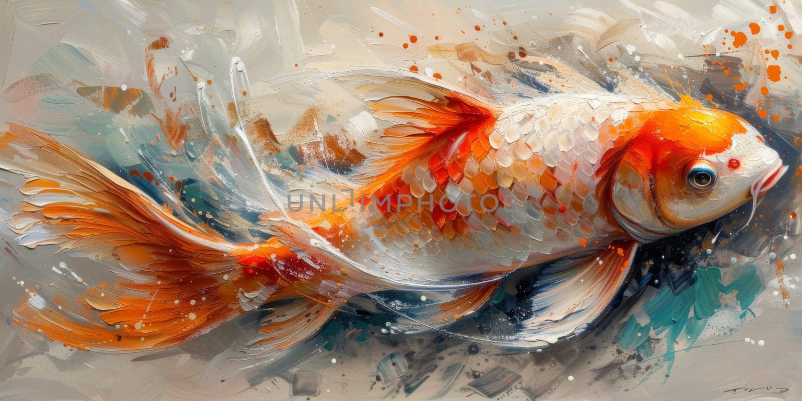 Color paint watercolor art Fish aquarium Animals wildlife illustration by Benzoix