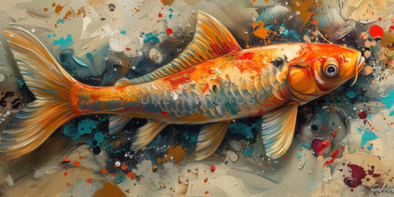 Color paint watercolor art Fish aquarium Animals wildlife illustration by Benzoix