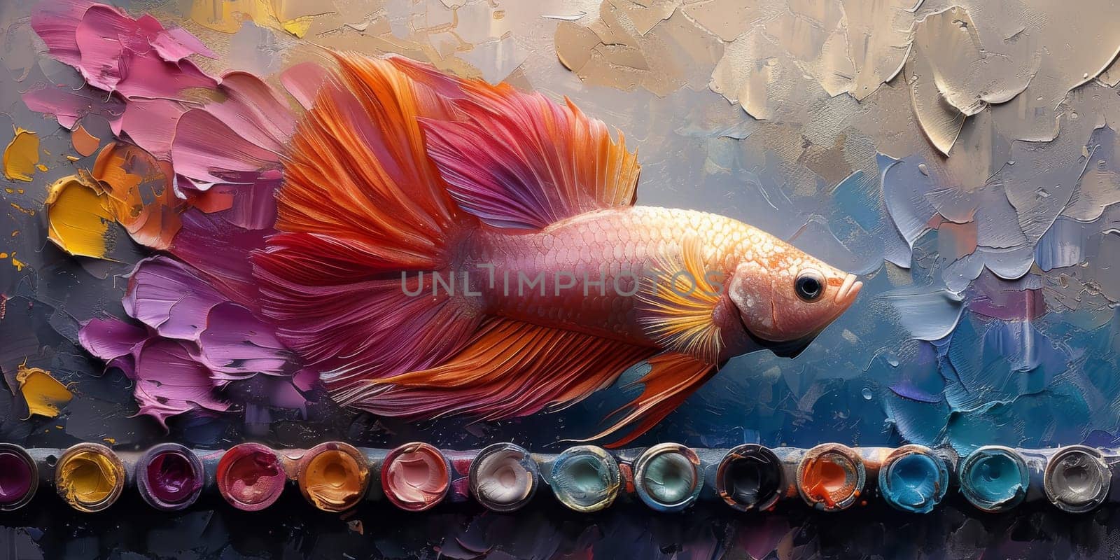 Color paint watercolor art Fish aquarium Animals wildlife illustration by Benzoix