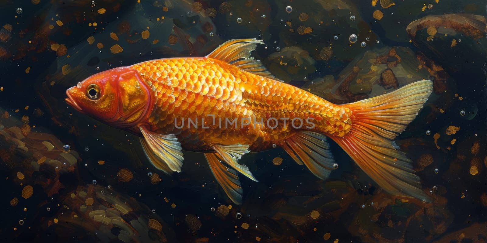 Color paint watercolor art Fish aquarium Animals wildlife illustration by Benzoix