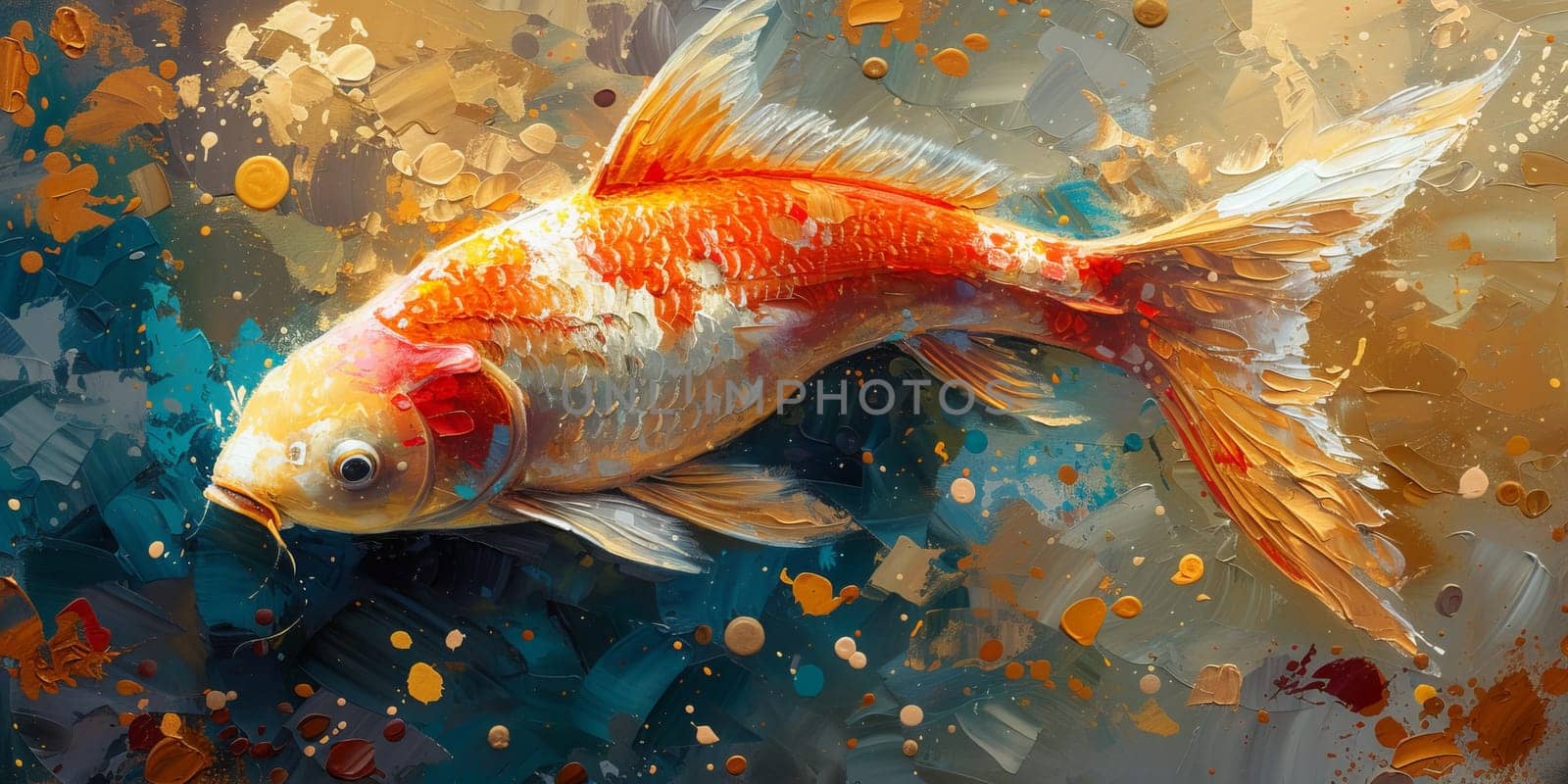 Color paint watercolor art Fish aquarium Animals wildlife illustration.