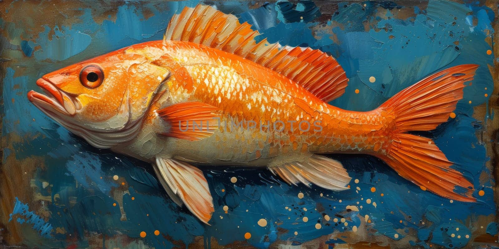 Color paint watercolor art Fish aquarium Animals wildlife illustration.