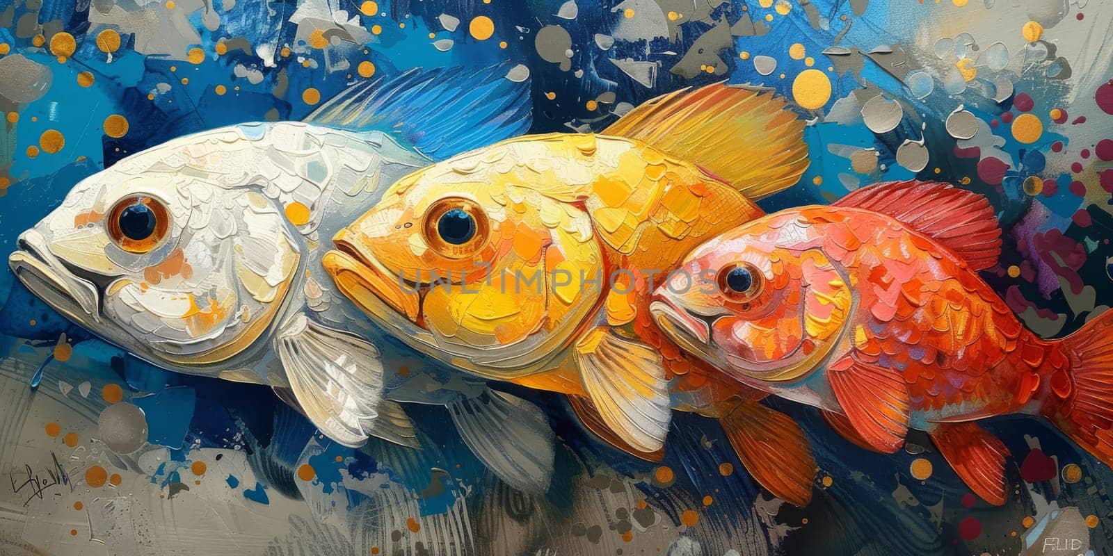 Color paint watercolor art Fish aquarium Animals wildlife illustration by Benzoix