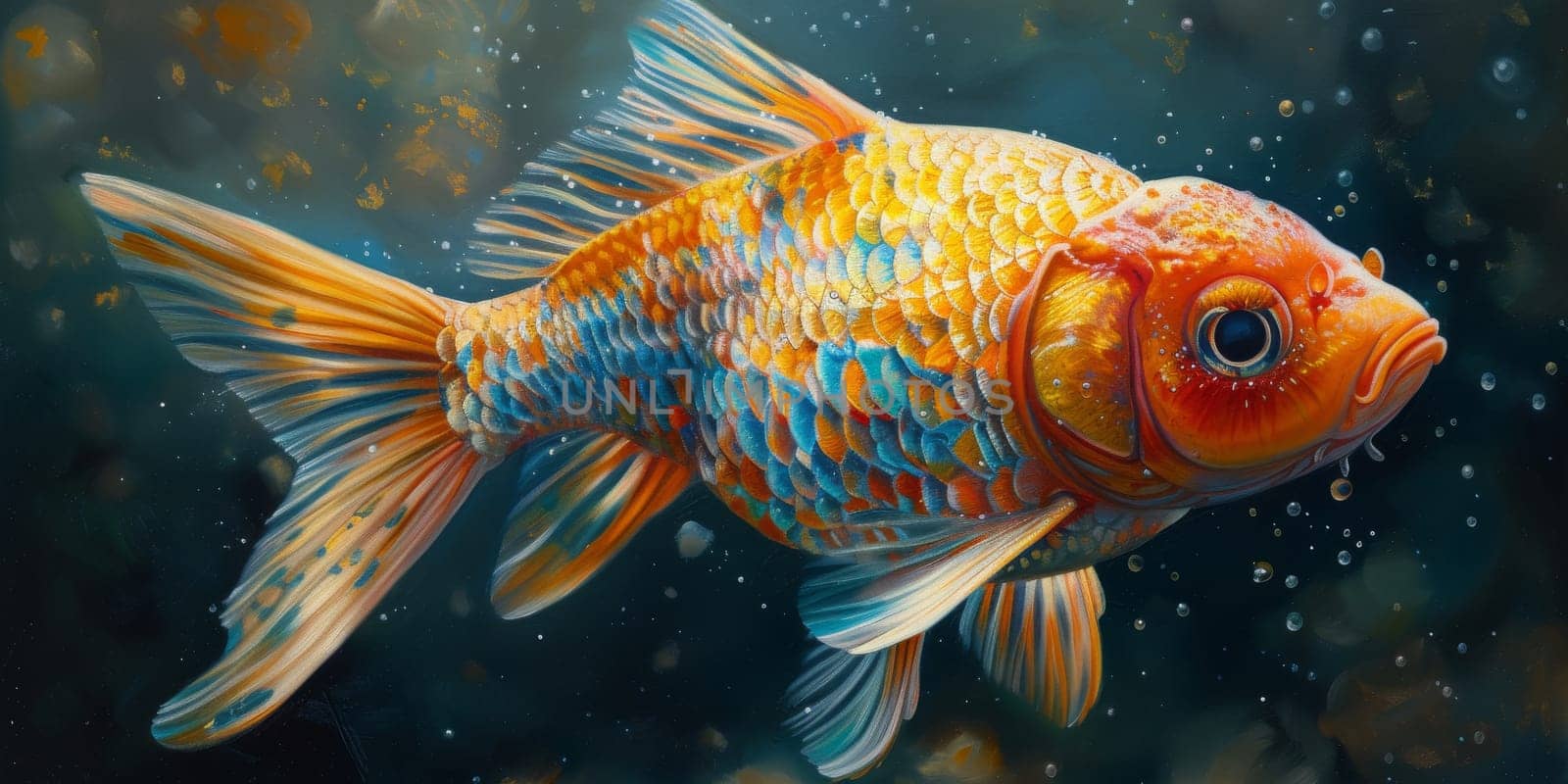 Color paint watercolor art Fish aquarium Animals wildlife illustration by Benzoix