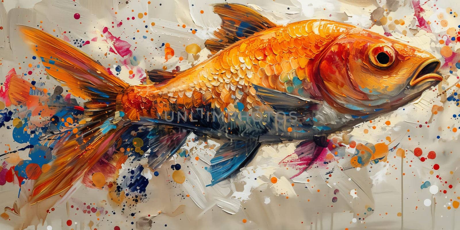 Color paint watercolor art Fish aquarium Animals wildlife illustration by Benzoix