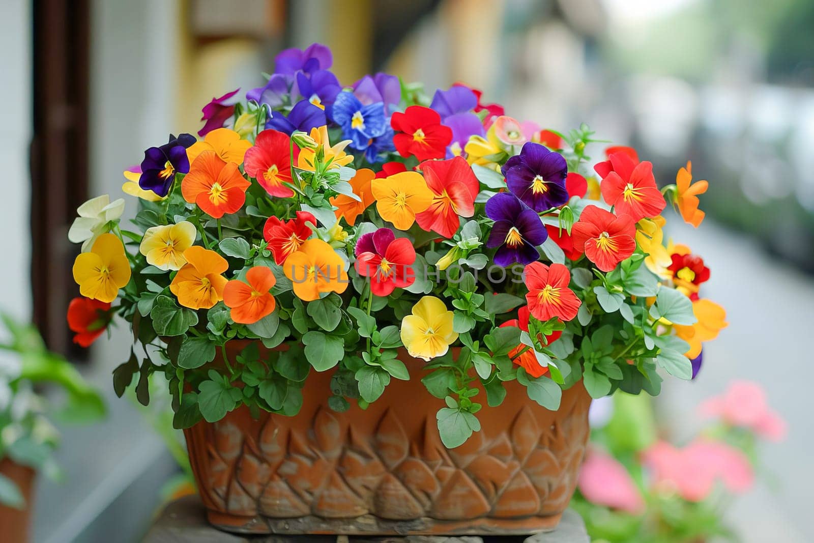 Beautiful blooming flowers in a container. by OlgaGubskaya