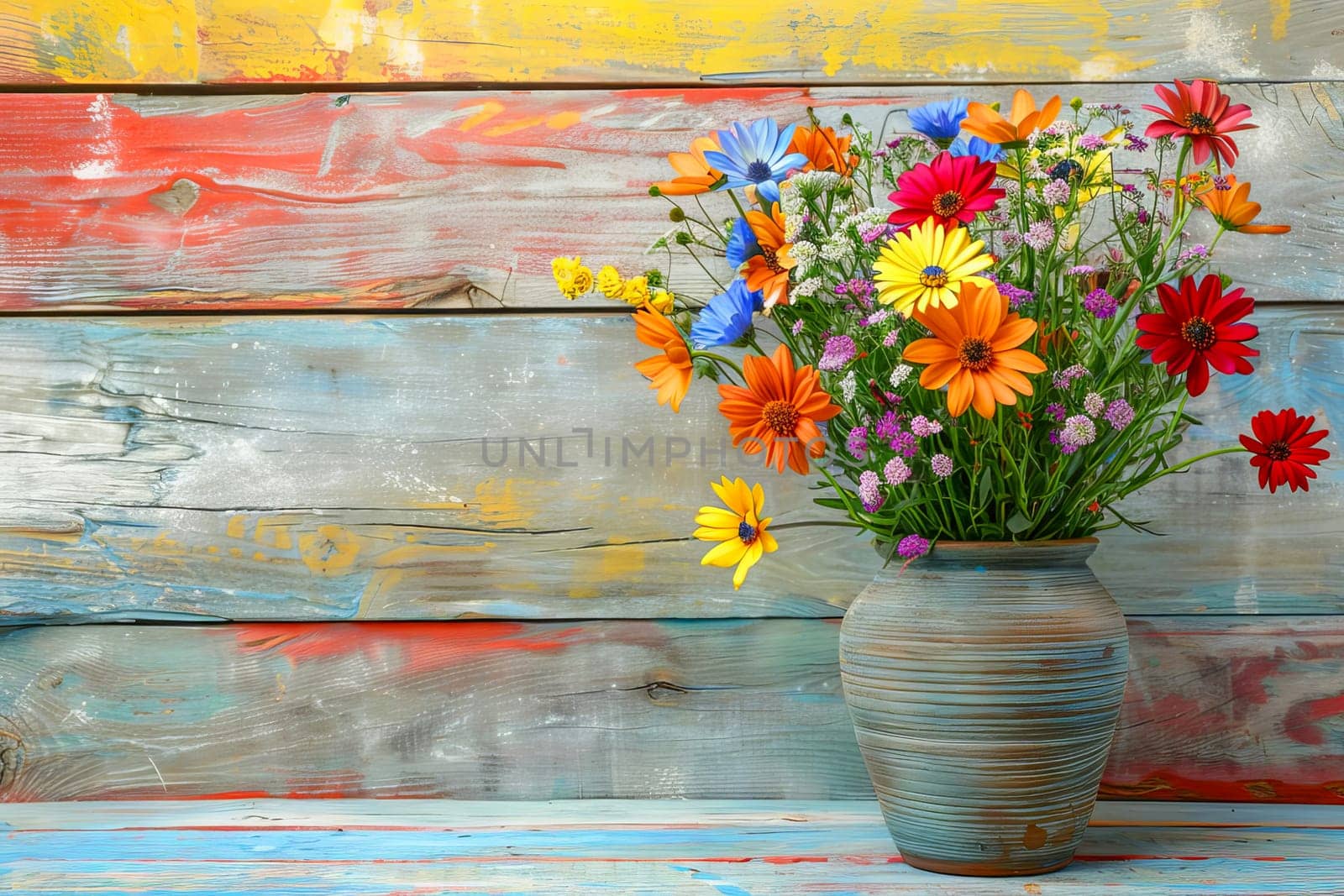 Beautiful blooming flowers in a container. The concept of spring, summer, beauty in nature.