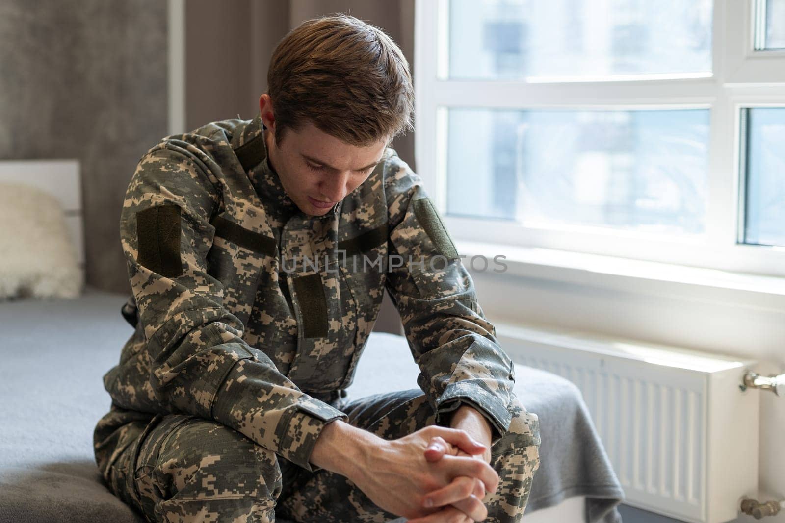 a military man in his thoughts.
