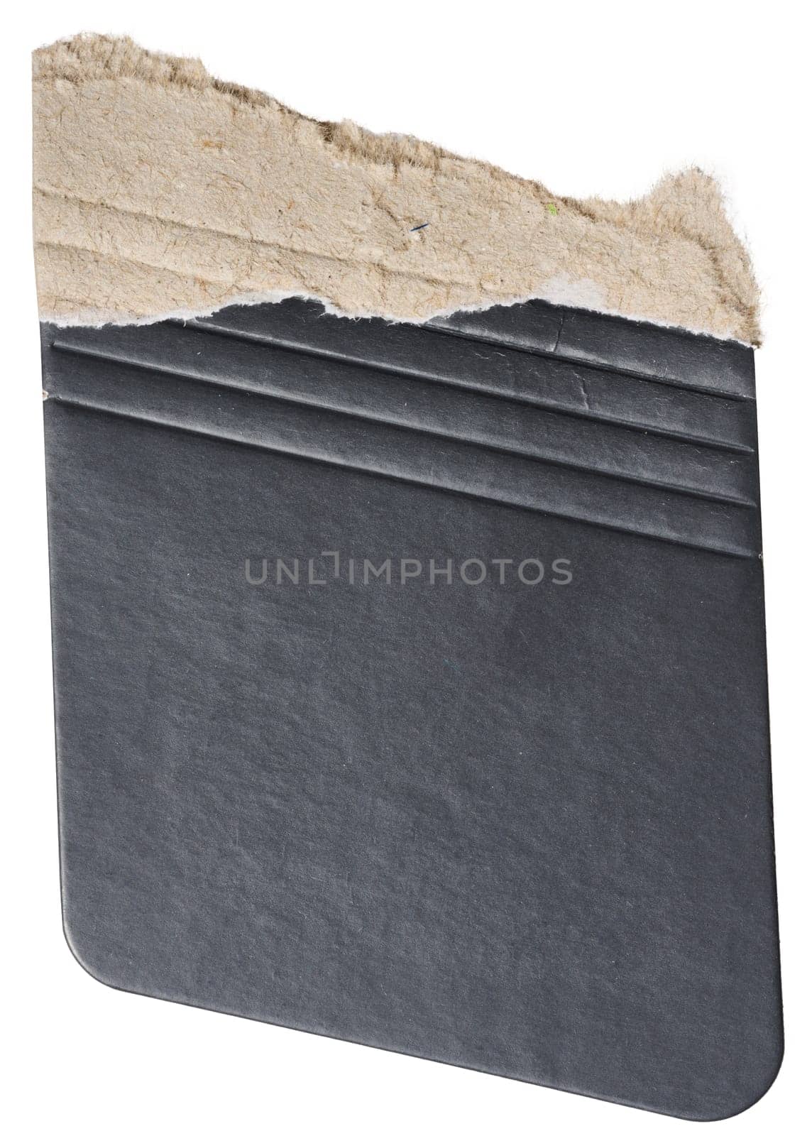 Piece of black cardboard with torn edges on isolated background by ndanko