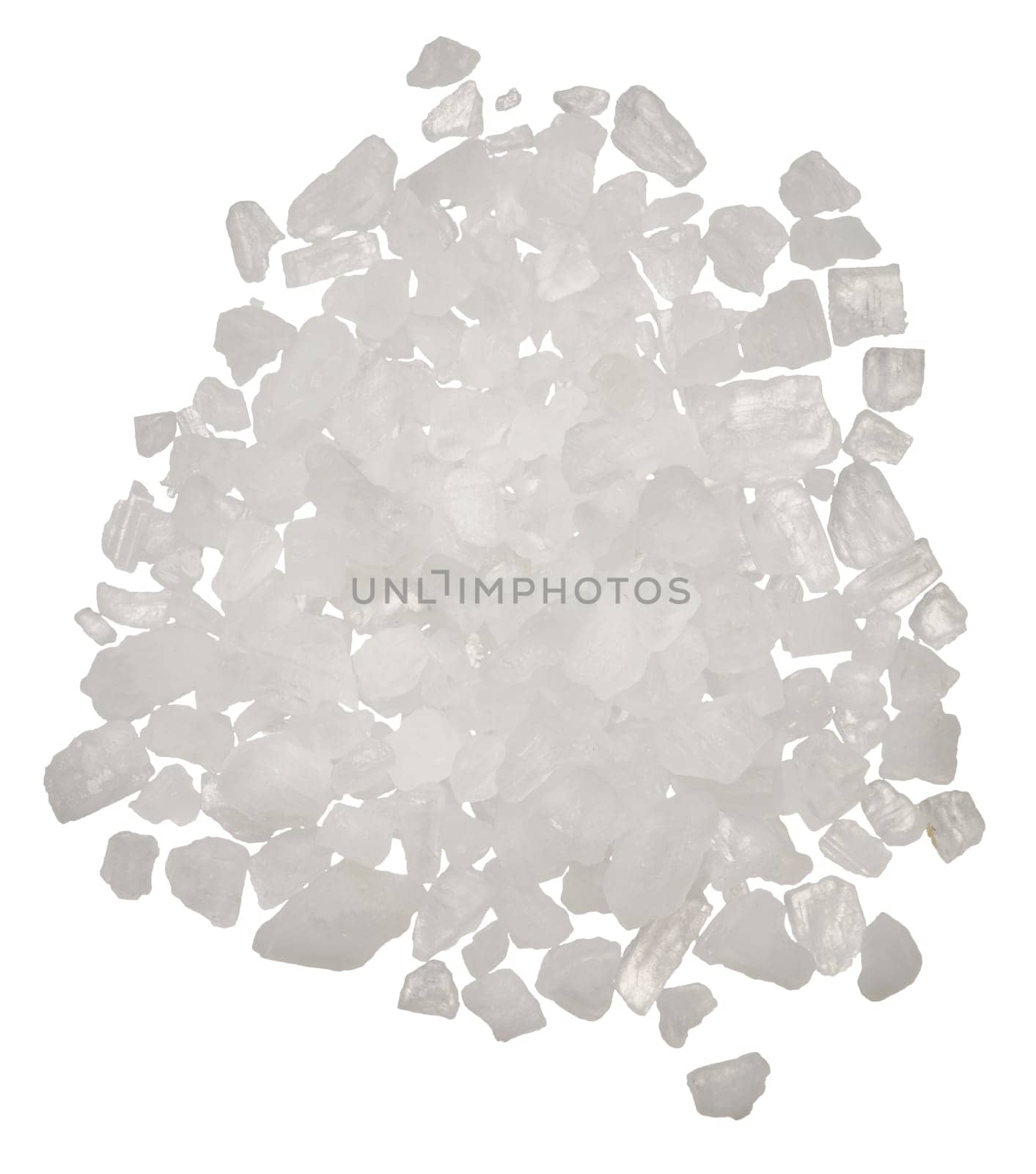 White salt crystals on an isolated background, top view