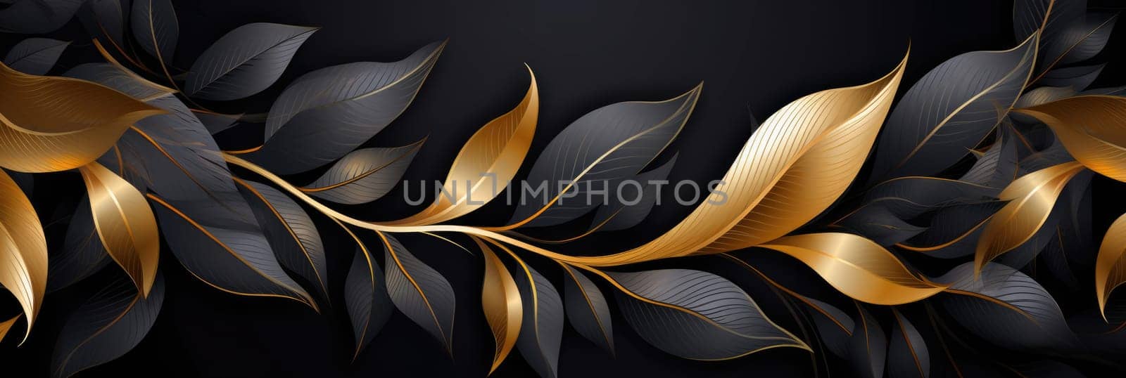 Beautiful background with exotic black and gold leaves by natali_brill