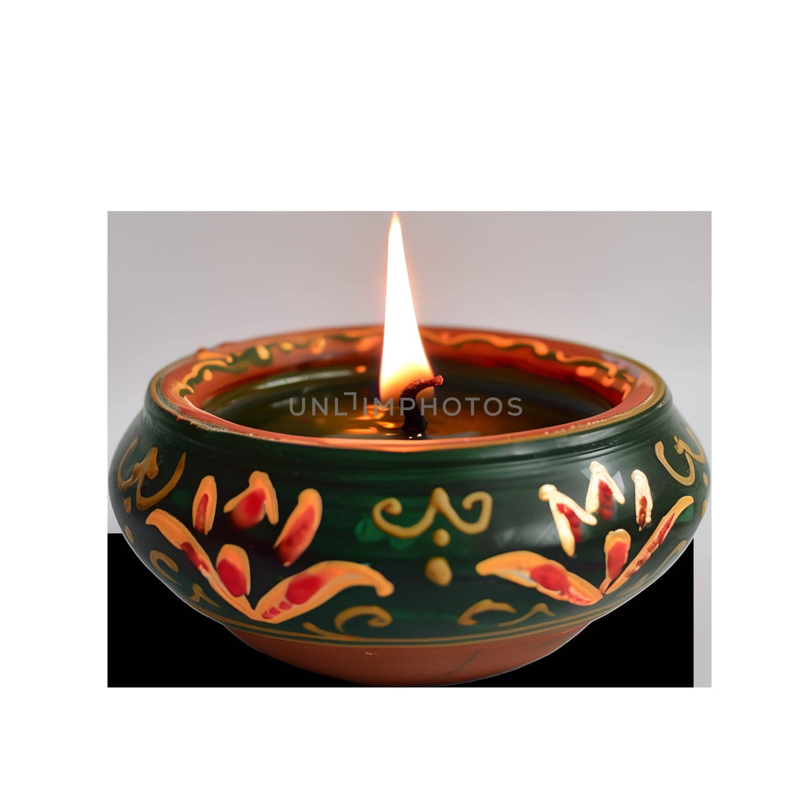Diwali round hand painted ornament candlelight ai generated image