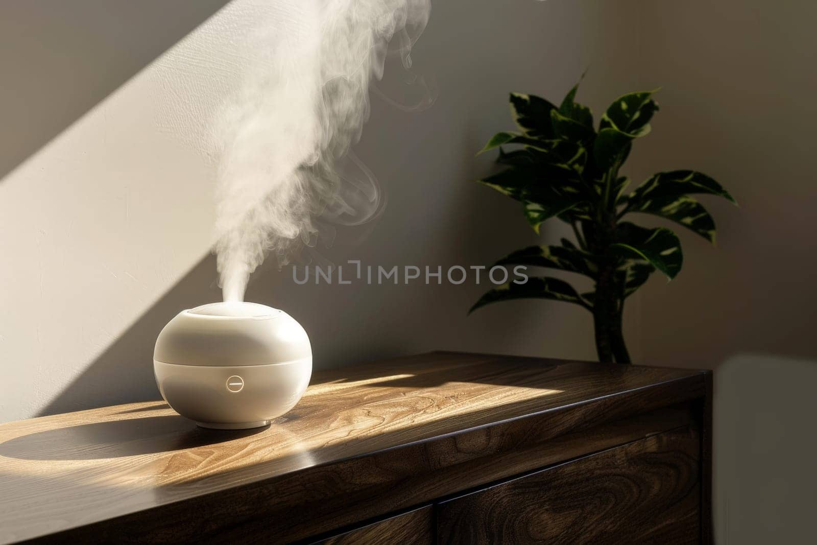 Electronic humidifier on the table in the room, generative ai by matamnad