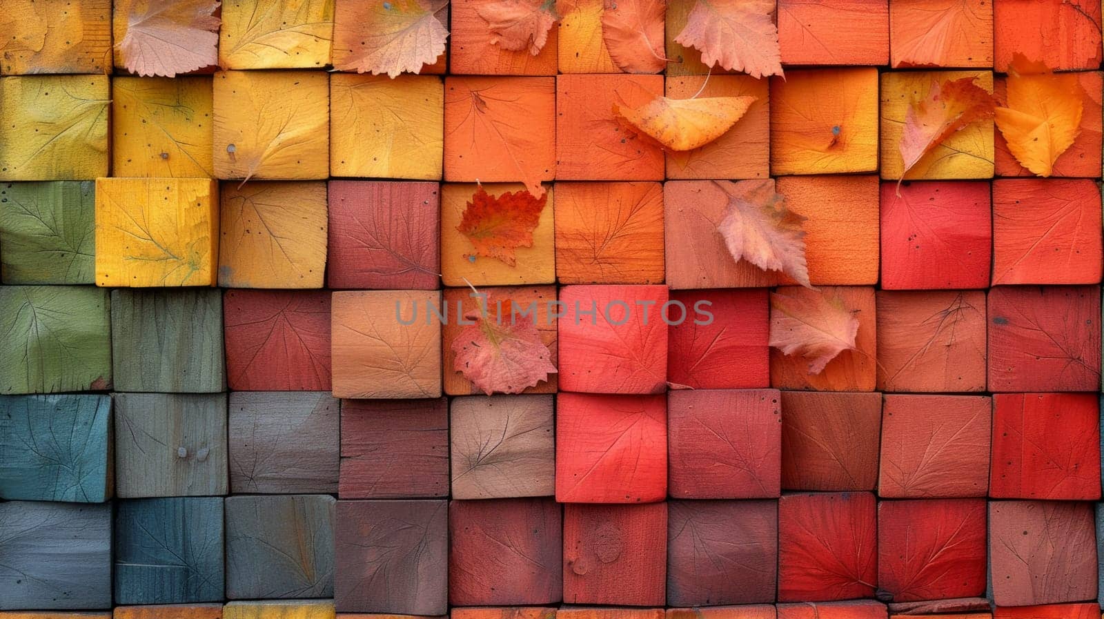 Colorful abstract square grid autumn concept by papatonic