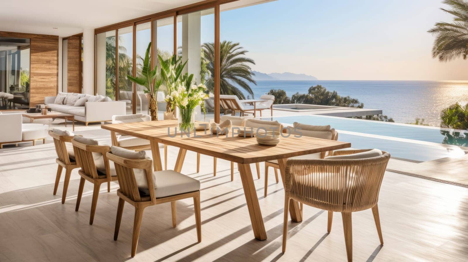 Dining Room with stunning sea view.