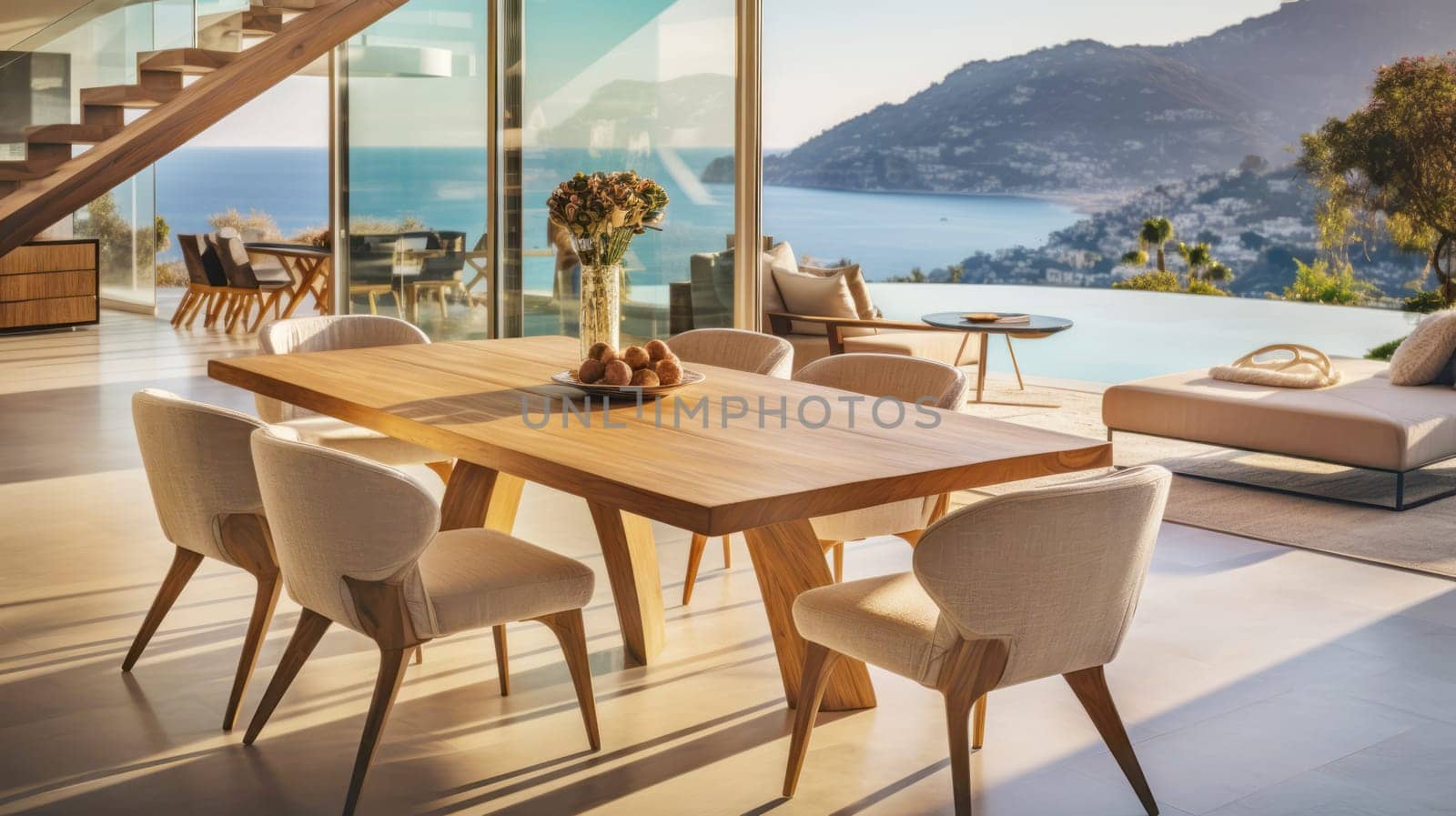 Dining Room with stunning sea view.